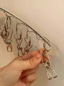 1 Juego de Percha Multiusos Antiviento de Acero Inoxidable para Secar Ropa Interior y Calcetines - Plateado - Ver 7