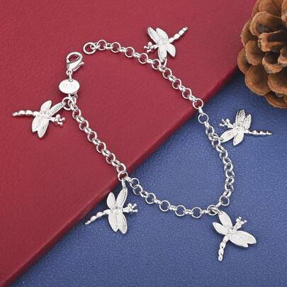 سوار فضة عيار 925 مطلي بالفضة بتصميم جميل على شكل سمكة التنين - إكسسوارات مجوهرات أنيقة للنساء للحفلات والزفاف