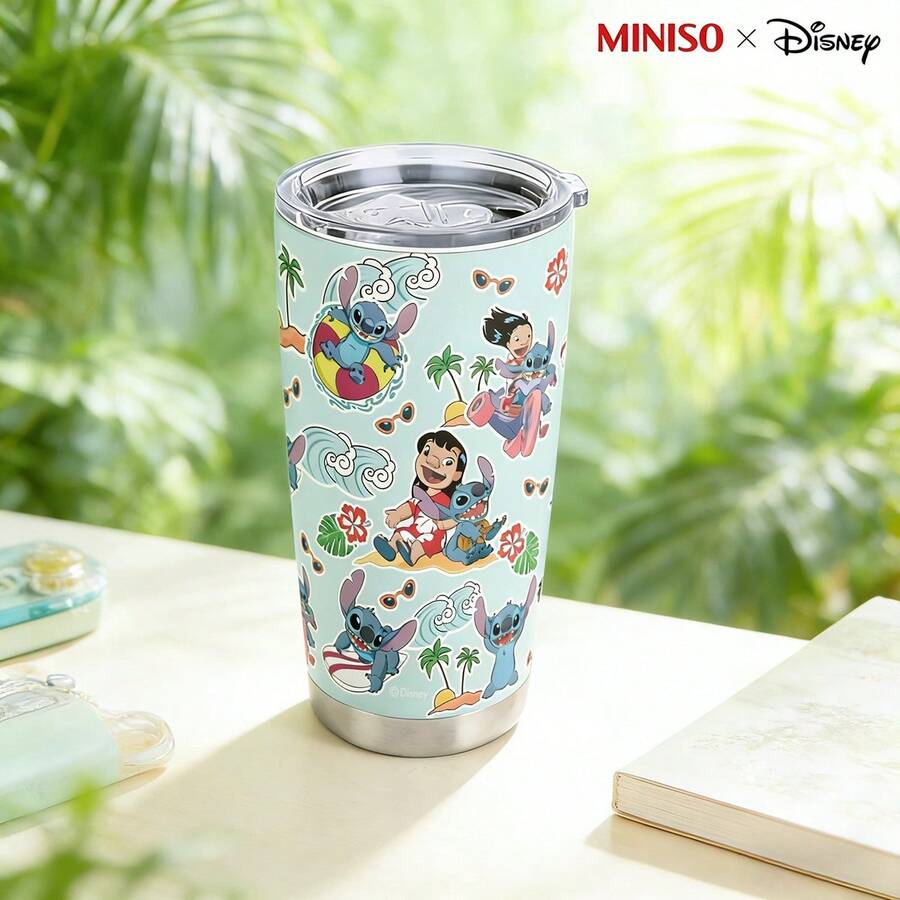MINISO X Disney Lilo & Stitch All-Over Print 20oz Insulated Tumbler, Stainless Steel Vacuum Insulated Car Cup With Lid, Reusable Travel Mug For Hot & Cold Drinks, And Durable - 彩色 - 查看 1