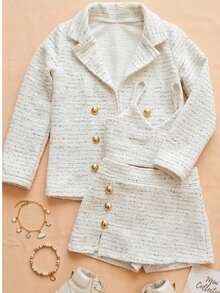 Girls' Cropped Skirt And Blazer Set – Fashionable, Elegant, And Stylish Look - cầu vồng trắng - Xem 1