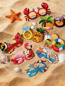 8/16 Pairs Hawaiian Tropical Party - Beach Themed Photo Booth Props, Summer Element Design, Feather-Free, Universal Size, Wholesale Hawaiian Party Glasses, Beach Party Paper Gifts, Hawaiian Party Glasses, Tropical Party Photo Props, Party Costume Accessories, Summer Beach Party Supplies - A - View 9