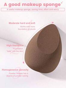 6 Pcs Makeup Sponges, For Cream And Powder Concealer - Coffee Brown - View 10