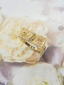 1pc Fashion Hip-Hop US Dollar Bill Ring, Suitable For Daily Wear/Party/Event, Unisex, Charming Punk Style Ring, Great Christmas/Halloween/Easter Gift, Best Choice For Boyfriend/Father - Gold - View 1