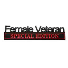2Pcs Female Veteran Special Edition Car Emblems 3D Raised Car Badge Exterior Truck Stickers Fender Decal Black/Red - 黑紅 - 查看 3