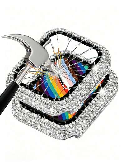 Ốp bảo vệ bề mặt 40mm kèm miếng dán màn hình, tương thích với Apple Watch Series 6/5/4/3/2/1, ốp bảo vệ bằng kính cường lực trong suốt lấp lánh cho 38mm 40mm 42mm 44mm, màu bạc.