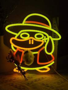 1 pieza Gafas de natación con diseño de pato LED Señal de neón decorativa de pared, alimentada por USB con interruptor regulable, ideal para bar, dormitorio, sala de estar, cumpleaños, sala de juegos, cueva de hombres y decoración de club, regalo perfecto para cumpleaños y festivales - luz policromática - Ver 3