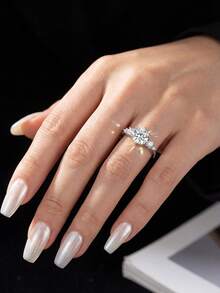 1 Carat Round Diamond Moissanite 925 Sterling Silver Luxury Engagement Wedding Ring, Best Friend Birthday Anniversary Memorial Bridal Jewelry - Round Moissanite Ring - 1ct - View 4