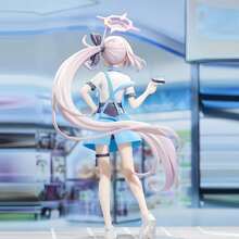 1pc Pale Yellow Mutsuki Milk Tea Girl Figurine, GK Model Of Silver-Haired Beauty In Light Blue Outfit, Suitable For Halloween, Easter, Desktop Decoration - Multicolor - View 4