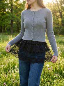 Women's Sweet Mesh Lace Mid-Length Dress, Layered Skirt For Spring & Summer, Anti-Flashing Concealed Thigh Mini Skirt - Multicolor - View 4