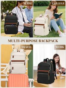 Multifunctional Backpack, Unisex Laptop Backpack, 15.6-Inch Travel University Backpack, Large Quilted Business Work Backpack, Detachable Bag, Stylish And Lightweight, Teacher And Nurse Computer Bag, Office And Casual, Black - Multicolor - View 7