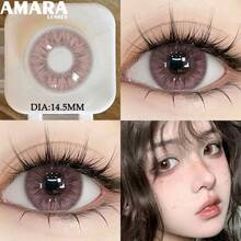 Kính áp tròng AMARA 1 cặp, phù hợp cho mắt, loại dùng một lần, tròng kính màu nâu tự nhiên, xám, hồng, tím, xanh dương, mềm mại - SEATTLE-PINKCHOC - Xem 10