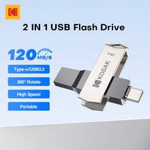 Kodak 柯达二合一U盘 Type-C USB3.2 OTG 64GB 128GB 256GB 双用途金属U盘闪存盘 兼容iPhone 15/16/17 iPad Mini 6 2021 Macbook 电脑 笔记本电脑 安卓智能手机（带USB C OTG功能） - 查看 11