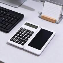 Calculatrice pliable 12 chiffres avec bloc-notes LCD, boutons en silicone, stylet, effacement d'une touche, fonction mémoire (MC/MR/+), racine carrée, calcul de pourcentage, taille portable, alimentée par pile, convient pour un usage au bureau et à l'école - Pièce unique - Voir 7