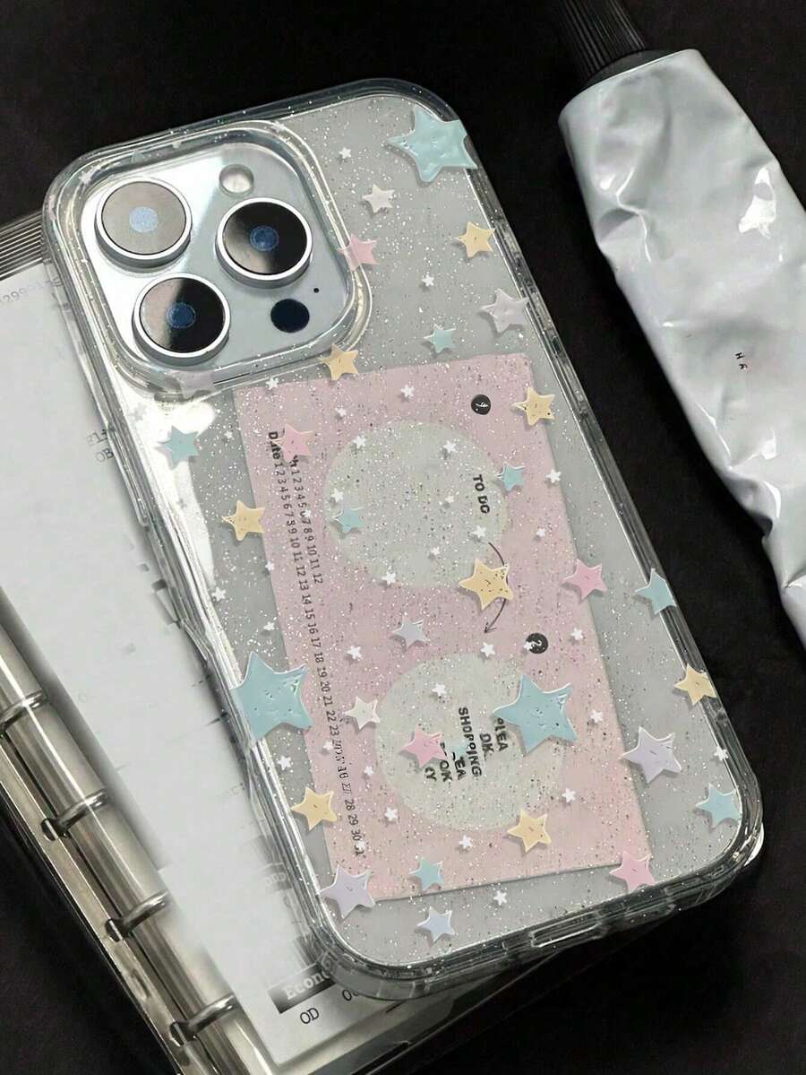 1 chiếc ốp lưng điện thoại TPU trong suốt chống sốc, họa tiết ngôi sao lấp lánh siêu nhỏ, sang trọng, phù hợp với 11 12 13 14 15 16 17 Pro Max - Nhiều màu - Xem 1