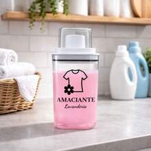 Acrylic Laundry Dispenser Organizer With Measuring Cup - Fabric Softener, Powder And Liquid Detergent, Stain Remover - Softener - View 1
