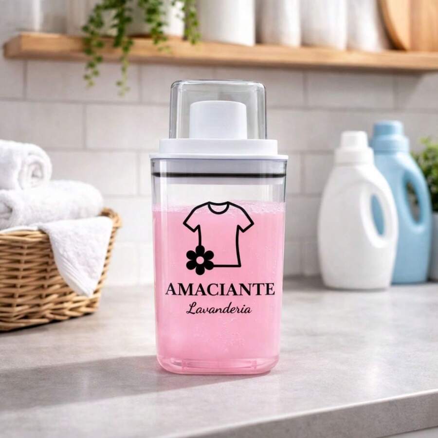 Acrylic Laundry Dispenser Organizer With Measuring Cup - Fabric Softener, Powder And Liquid Detergent, Stain Remover - Softener - View 1