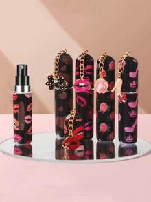 2 pièces Nouveaux accessoires porte-clés, bouteille de parfum noir sexy et à la mode rechargeable, bouteille de parfum d'une capacité de 5 ml, bouteilles partielles avec vaporisateur, bouteille de cosmétiques portable, bouteille de parfum rechargeable - accessoire de voyage portable d'une capacité de 5 ml - A - View 3