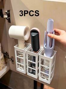 Wall Mounted Hair Tool Storage Box, No Drilling Required, Holds Curling Irons, Straighteners, Bathroom Organizer - White - View 8