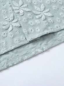 Bộ áo sơ mi và quần short nam mùa hè, chất liệu jacquard, trang phục thường ngày cho kỳ nghỉ. - màu xanh lá - Xem 5