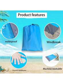 1pc Ultimate Waterproof Beach Mat With Drawstring Pocket, Super Portable, Durable, Quickly Foldable Picnic Blanket, Suitable For Outdoor Camping, Family Friendly, Waterproof, Easy To Clean - A - View 3