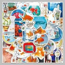50pcs Gold Fish Stickers, Ins Style Stickers, Dopamine Inspired Cute Fresh DIY Scrapbooking, Planner, Cup Stickers, Decorative Stickers, Suitable For: DIY Planner, Water Bottle, Lunchbox, Cycling Creative Stickers - Multicolor - View 10