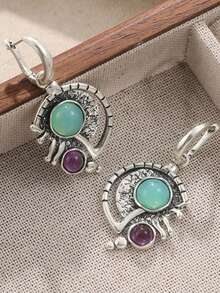 1 Pair Vintage Asymmetric Pendant Earrings, Unique Jewelry Accessory Suitable For All Occasions, A Perfect Gift For Her - Multicolor - View 12