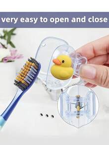 Portable Toothbrush Holder Set With Cute Duck Pattern, Suitable For Home And Travel Use, Protects Your Toothbrush And Maintains Oral Hygiene, Great Gift For Family, Friends, Birthday, Valentine's Day, Wedding, Souvenir, Bridesmaid - Multicolor - View 6