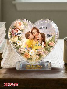 Mother's Day Gift Acrylic Plaque With Floral Design, Customizable With Family Name And "Forever Connected", Personalized Desktop Decor, 2D Flat Home Decoration Sign - As Shown - View 8