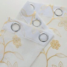 2pcs White Voile Curtains With Gold Foil Printing, Easy Installation With Grommets, Suitable For Bedroom, Living Room, Bay Window, Corridor, Study, Balcony, Kitchen And Other Scenes, All Seasons - 2pcs - View 8
