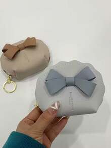 Bow Shell Design Mini Wallet, PU Material Coin Purse, Small Item Storage, Can Be Used As Keychain - Multicolor - View 7