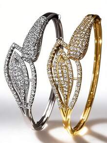 1pc Elegant Luxury Leaf-Shaped Sophisticated Women's Bracelet, Suitable For Daily Wear And Holiday Gatherings - Multicolor - View 5