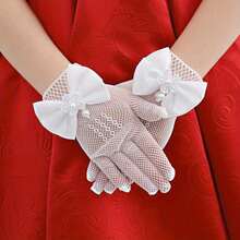 Mesh Bow Glove Dress Accessories Gloves Gloves Princess Cream Lace Fishnet Gloves Ceremony Parts - Multicolor - View 2