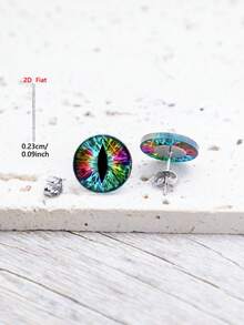 1 Đôi bông tai acrylic 2D phẳng, họa tiết mắt dọc nhiều màu sắc, kiểu dáng tối giản thanh lịch dành cho nữ, phù hợp để đeo hàng ngày và trong các dịp lễ. - màu sắc - Xem 4