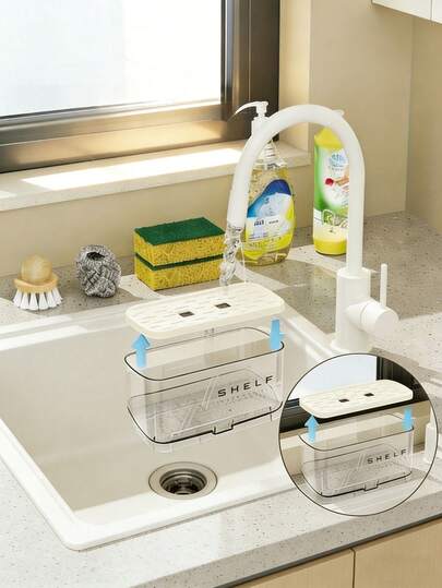 Giá để đồ đa năng đặt trên mặt bàn bồn rửa nhà bếp - Giá để ráo nước cho khăn lau bát đĩa, miếng bọt biển và bàn chải cọ rửa.