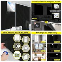 Blackout Curtains For Bedroom, Portable 100% Black Out Window Cover Film, Cuttable Blackout Shades Fabric Sheet, No Drill Window Blinds, Sun Heat Light Blocker For Travel Media Dorm, 57'' W - Black - View 2