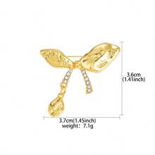 1pc Fashionable Elegant Bow Zinc Alloy Brooch, Suitable For Women's Daily Wear - Gold - View 8