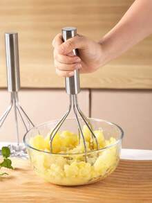1 pieza Triturador de patatas de acero inoxidable, prensa de patatas, triturador de alimentos, adecuado para triturar patatas, patatas moradas, calabaza, taro, queso, aguacate, etc. Triturador y prensa de patatas, triturador de batata/calabaza/maíz que puede evitar que los ingredientes se apelmacen y se peguen a las manos, adecuado para otros ingredientes, fácil de desmontar y limpiar, adecuado para la cocina, la cocina - Multicolor - Ver 3