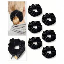 1pc Velvet Hair Ring With Hidden Pocket, Multi-Functional Hair Accessory Pouch, Storage Organizer For Money & Small Items, Zippered Elastic Headband With Secret Compartment For Keys - Multicolor - View 3
