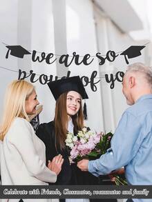 "We Are So Proud Of You" Graduation Banner, Black Graduation Banner, Charming And Reusable Decorations For Girls' Graduation Parties, Graduation Decorations For The Class Of 2026 High School And College Graduates, Suitable For Graduation Party Supplies, Schools, Homes, And Car Decorations - Feel Proud Banner (black) - View 4