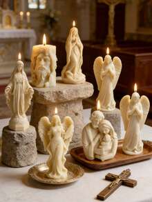 1PC Religious Figure Silicone Candle Mold, Virgin Mary & Jesus Statue Mold For DIY Candle, Gypsum, Clay & Cement Craft, Perfect For Church, Home Altar & Commercial Handmade Use - A - View 2