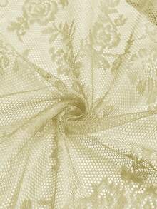 1pc Balcony Shoe Cabinet Cover Decorative Curtain, Kitchen Decor Lace Valance - Beige - View 5