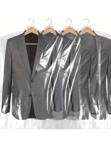 8个透明防尘衣物袋，衣柜收纳悬挂式塑料衣物袋，干洗、旅行和洗衣必备家居用品 - 彩色 - 查看 8