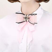 1 Elegant Bow Tie, Adorned With Exquisite Embellishments - Suitable School Uniforms, Graduation Photos, Dates, Parties, And Performance Occasions. - 白色 - 查看 3