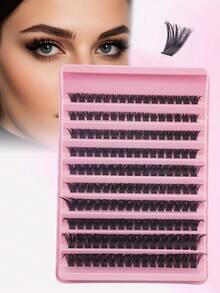 10排共160片单眼假睫毛簇，100D，8-16mm，DIY睫毛簇，自然风格，超柔软超轻盈，可重复使用，价格实惠，分段式假睫毛，睫毛嫁接套装，适合旅行、新手日常佩戴、婚礼、约会、派对、节日等场合。 - D - 查看 7
