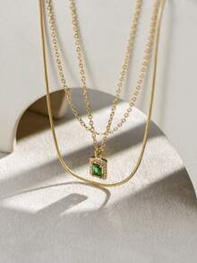 Multi-Layer Gold Hollow Butterfly Pendant Necklace With Natural Pearl Decor, Fashion Layered Necklace For Women - Yellow Gold - View 6