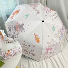 1pc Fully Automatic Folding Umbrella, Cute Cartoon Pattern, Rain & Sun Protection, Dual-Use, Portable Travel Umbrella - Multicolor - View 8