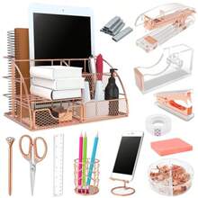 Grehge fice Desk Organizers Rose Gold 13PCS Office Supplies and Accessories Desk organizer Acrylic - Oro rosa 13 piezas - Ver 7