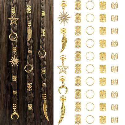 45 buc aliaj soare stele tematice stil mixt inel de păr set de accesorii de păr bijuterii de păr Loc de vară pentru împletituri pentru fete și femei Boho