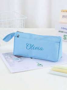 Customizable Text Print Stationery Bag, Large Capacity High Visual Appeal Gift, Minimalist Pencil Case, Suitable For Logo Printing, Decorative, Reusable, Colorful, Cartoon, Cute, Customized, Personalized, Workers, Students, Work/Office, School Supplies - Multicolor - View 7