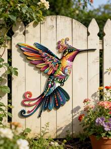 1 pieza Decoración de pared de colibrí de metal colorido - Perfecto para uso en interiores/exteriores, hogar, oficina, jardín exterior, patio, porche, decoración de valla exterior, decoración de fiestas y bodas - Ideal para fiestas de vacaciones, Día de la Madre, Acción de Gracias y también un regalo perfecto para familiares y amigos. Diseño plano 2D - colibrí - Ver 11
